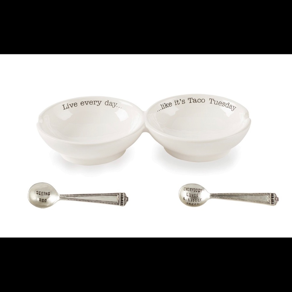Mud Pie Ceramic Double Salsa Server